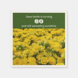 Serviette En Papier Fête des Fleurs Jaunes du 80e anniversaire