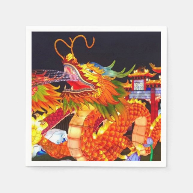 Serviette En Papier Fête des lumières de Noël Lanterne de dragon chino (Devant)
