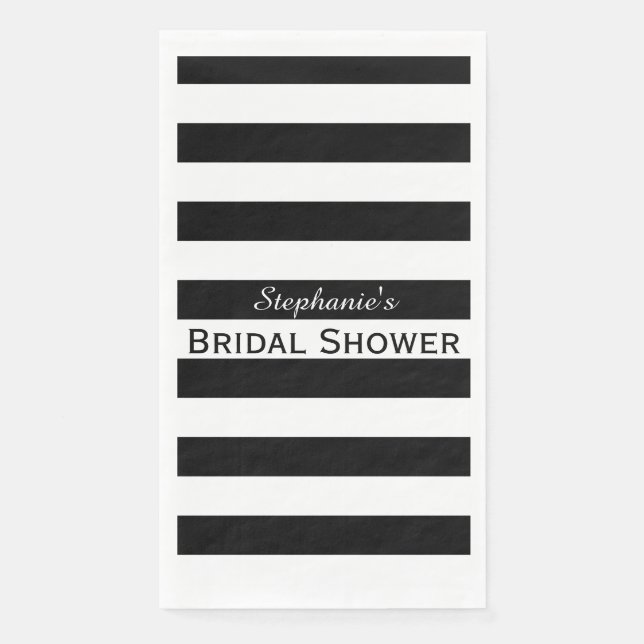 Serviette En Papier Fête des mariées à rayures noir et blanc (Devant)