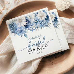 Serviette En Papier Fête des mariées aux fleurs bleues poussiéreuses