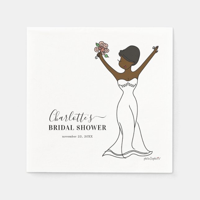 Serviette En Papier Fête des mariées Avatar personnalisable | Cheveux  (Devant)