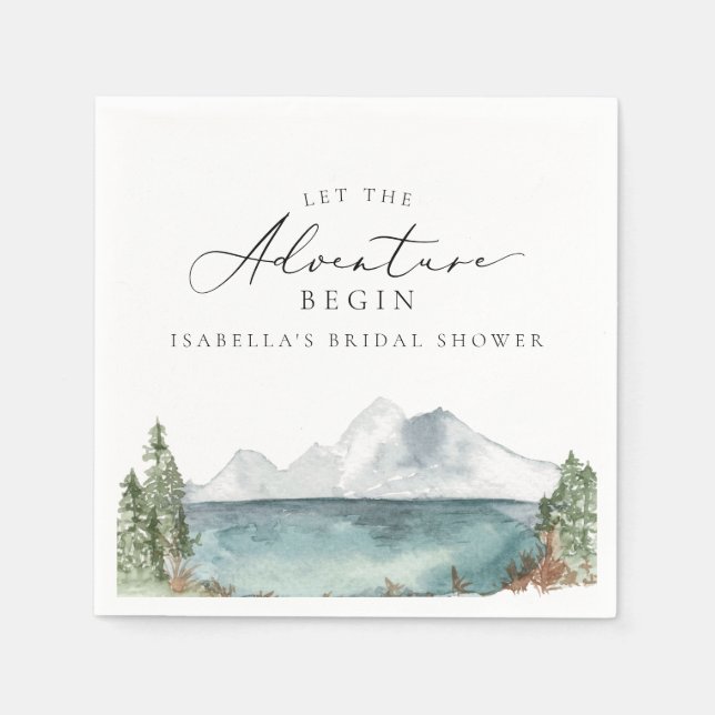 Serviette En Papier Fête des mariées aventure Boho Mountain Lake (Devant)