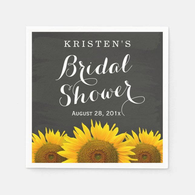 Serviette En Papier Fête des mariées Beau Sunflower Chalkboard (Devant)