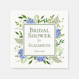 Serviette En Papier Fête des mariées Blue Hydrangeas