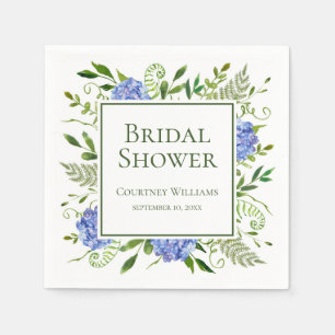 Serviette En Papier Fête des mariées Blue Hydrangeas