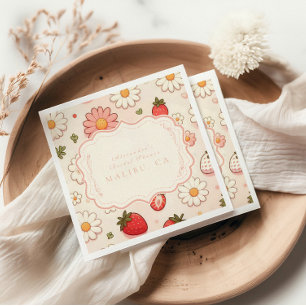Serviette En Papier Fête des mariées Blush Fleur sauvage Berry