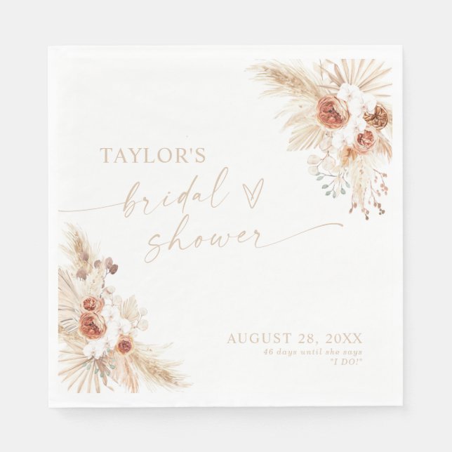 Serviette En Papier Fête des mariées Boho Beige (Devant)