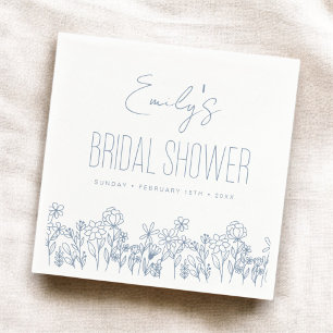 Serviette En Papier Fête des mariées Boho Fleur sauvage bleu Dusty