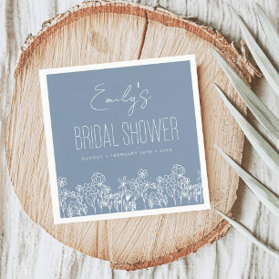 Serviette En Papier Fête des mariées Boho Fleur sauvage bleu Dusty
