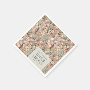 Serviette En Papier Fête des mariées Boho Floral Rustique Sage Green C