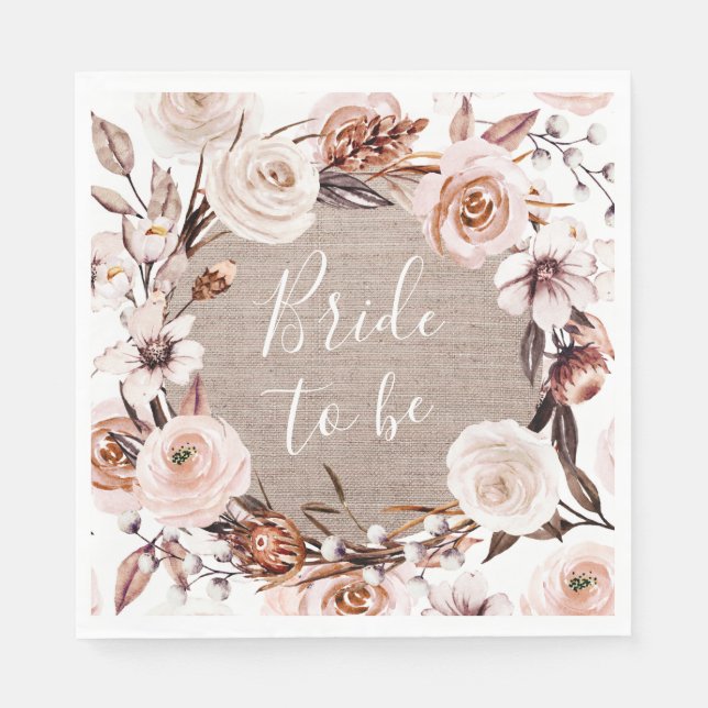 Serviette En Papier Fête des mariées Boho Napkins Burlap Mariée à être (Devant)