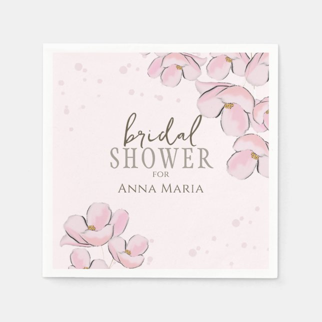 Serviette En Papier Fête des mariées botanique Fleur rose cerise (Devant)