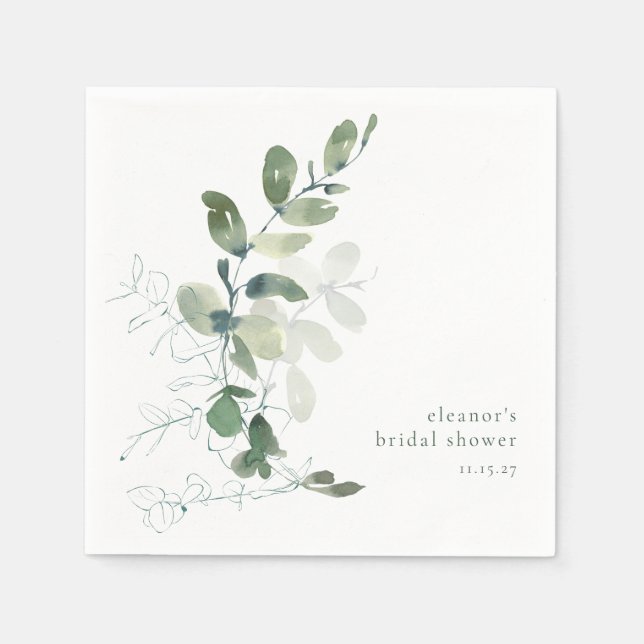 Serviette En Papier Fête des mariées Botanique moderne Eucalyptus pers (Devant)