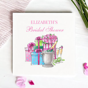 Serviette En Papier Fête des mariées Bubbly Champagne Cadeaux Roses