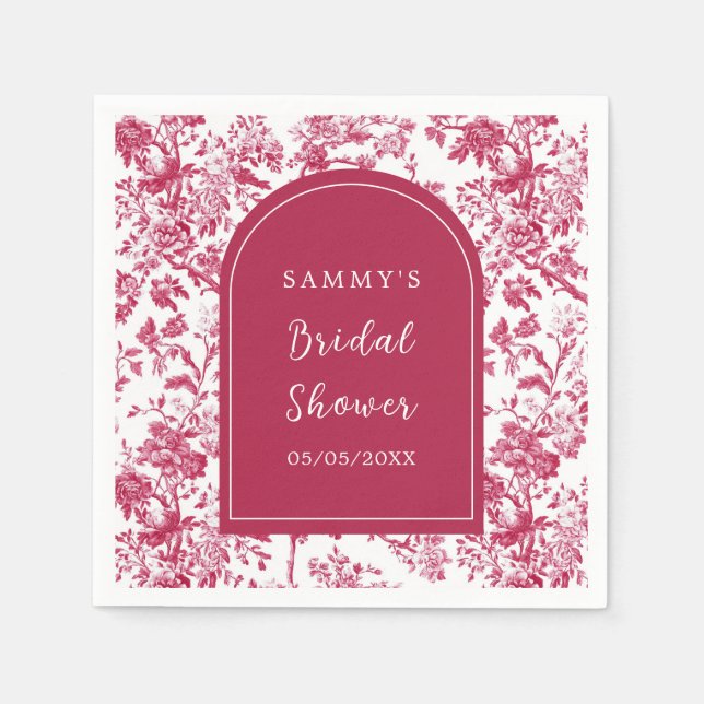 Serviette En Papier Fête des mariées chinoiserie rose antique (Devant)