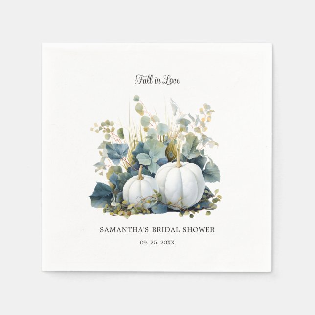 Serviette En Papier Fête des mariées citrouille blanche et verte d'euc (Devant)