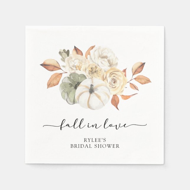 Serviette En Papier Fête des mariées Citrouille Rustique d'automne (Devant)