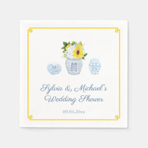 Serviette En Papier Fête des mariées classique de tournesols bleu et b