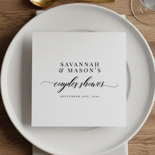 Serviette En Papier Fête des mariées Classique Elegant Script Couples (Créateur téléchargé)