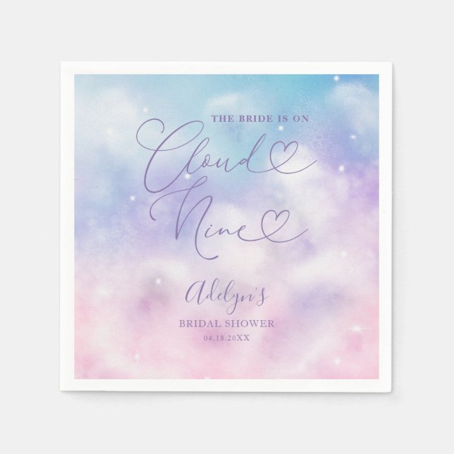 Serviette En Papier Fête des mariées Cloud neuf ciel rose et violet (Devant)