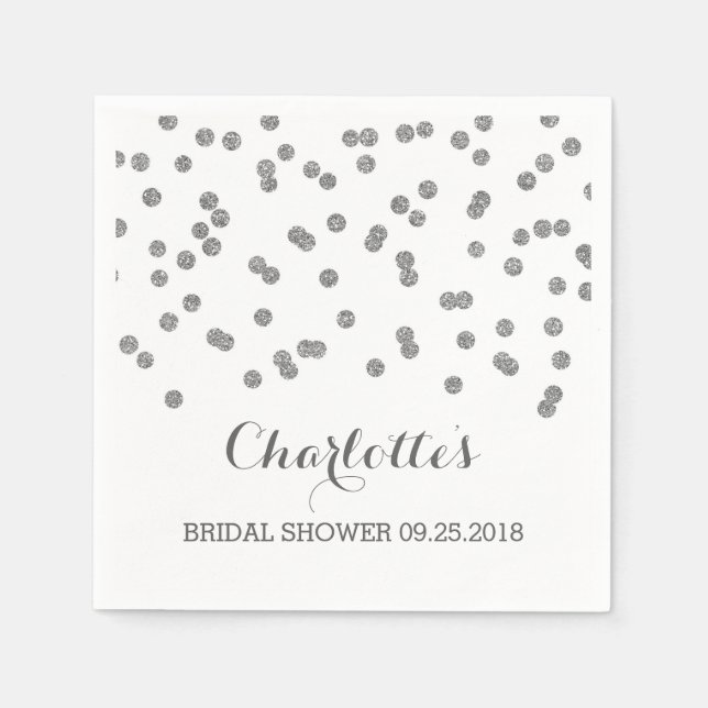 Serviette En Papier Fête des mariées Confetti Argent (Devant)