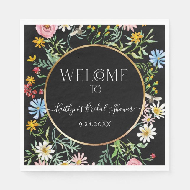 Serviette En Papier Fête des mariées d'accueil Floral Fleur sauvage Bo (Devant)