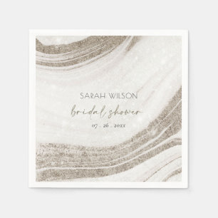 Serviette En Papier Fête des mariées d'âge en marbre doré Abstrait