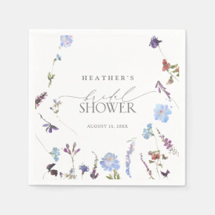 Serviette En Papier Fête des mariées d'aquarelle Fleur sauvage bleu fo