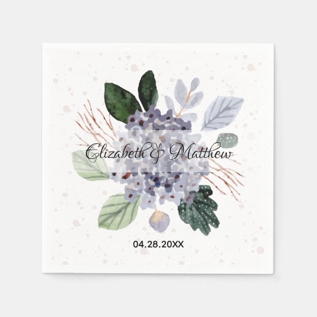 Serviette En Papier Fête des mariées d'aquarelle florale (Devant)