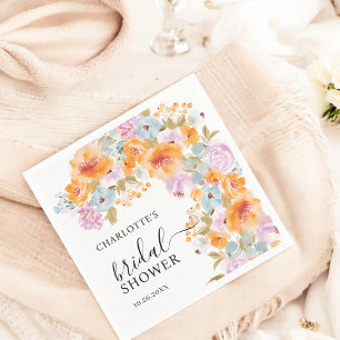 Serviette En Papier Fête des mariées d'aquarelle florale Boho peinte à