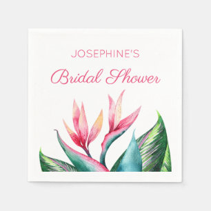 Serviette En Papier Fête des mariées d'aquarelle tropicale Oiseau du P