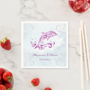 Serviette En Papier Fête des mariées dauphin magenta Napkin