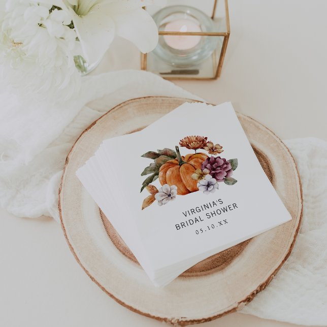 Serviette En Papier Fête des mariées d'automne (Fall In Love Bridal Shower Paper Napkins by Painted Paperie)
