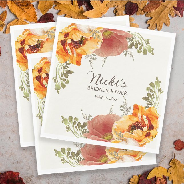 Serviette En Papier Fête des mariées d'automne d'automne d'Orange Brûl (Créateur téléchargé)