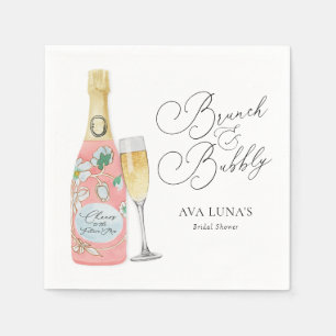Serviette En Papier Fête des mariées de Brunch et Bubbly Champagne