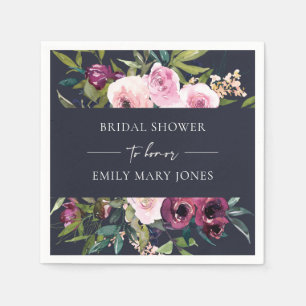 SERVIETTE EN PAPIER FÊTE DES MARIÉES DE BUNCH FLORAL BURGUNDY DE MARIN