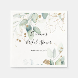 Serviette En Papier Fête des mariées de calligraphie or Eucalyptus ser