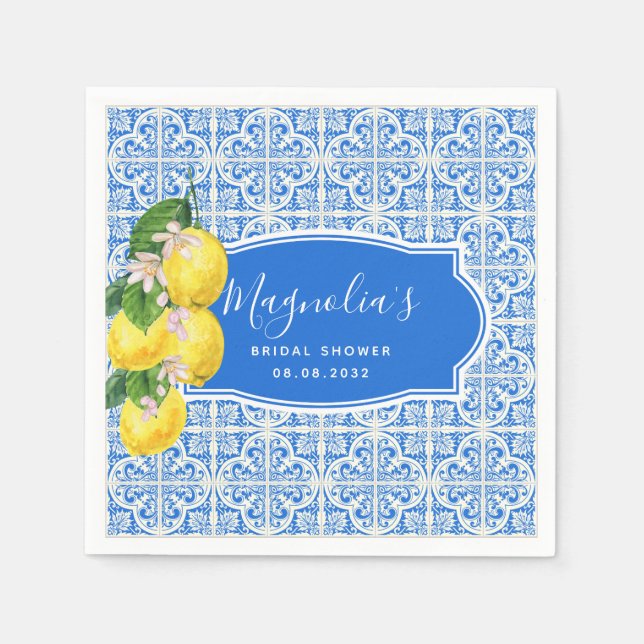 Serviette En Papier Fête des mariées de citron méditerranéen (Devant)