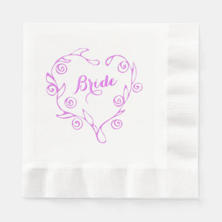 Serviette En Papier Fête des mariées de coeur rose floral Napkin