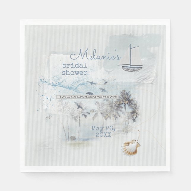 Serviette En Papier Fête des mariées de collage du paysage marin (Devant)