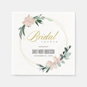 SERVIETTE EN PAPIER FÊTE DES MARIÉES DE COULEUR D'EAU DOUCE FLORALE BL