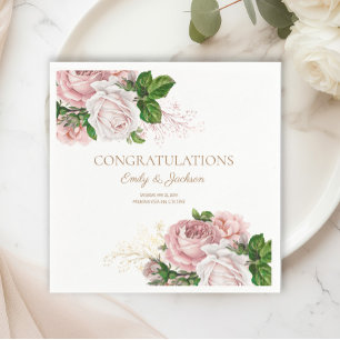 Serviette En Papier Fête des mariées de Couple Vintage rose vif