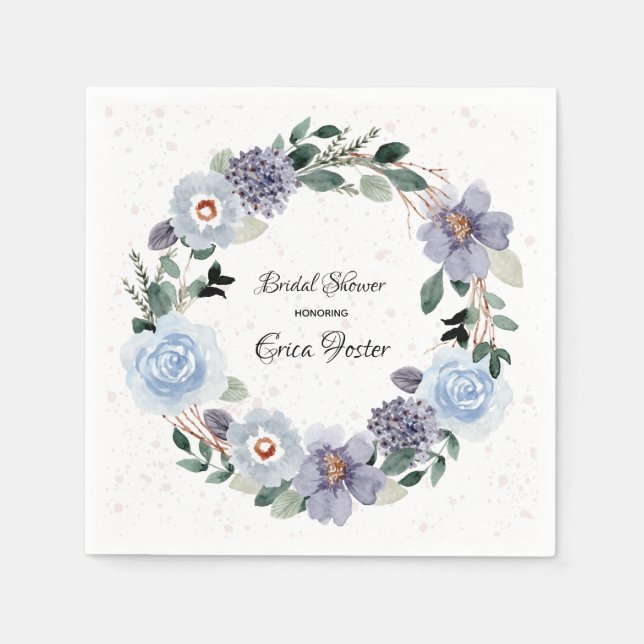 Serviette En Papier Fête des mariées de couronne de fleurs (Devant)