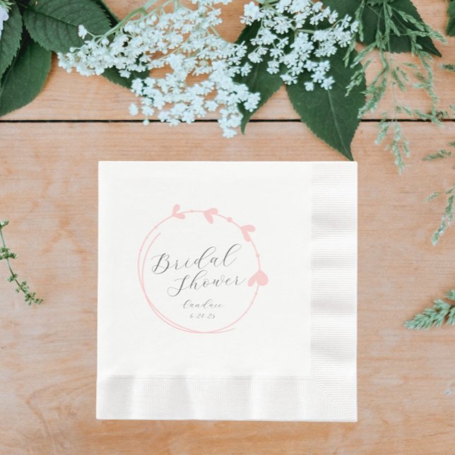 Serviette En Papier Fête des mariées de couronne rose vif simple coeur (In Situ Wedding)
