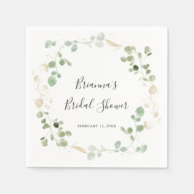 Serviette En Papier Fête des mariées de feuillage Gold Confetti Eucaly (Devant)