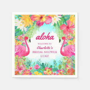 Serviette En Papier Fête des mariées de Flamant rose tropical Aloha Lu