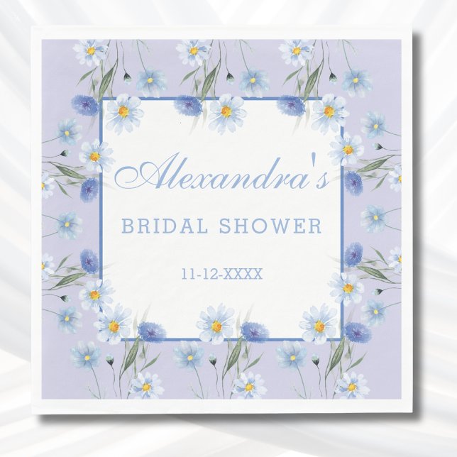 Serviette En Papier Fête des mariées de Fleur sauvage Dusty Blue Boho (Créateur téléchargé)