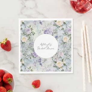 Serviette En Papier Fête des mariées de fleurs violettes de crème roma
