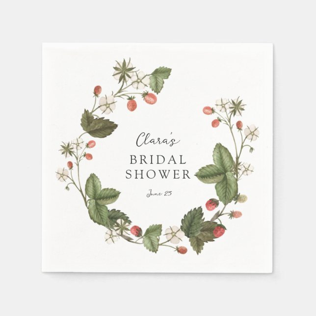 Serviette En Papier Fête des mariées de fraises sauvages (Devant)