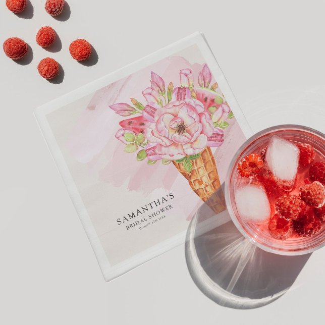 Serviette En Papier Fête des mariées de glace à l'aquarelle florale (Créateur téléchargé)